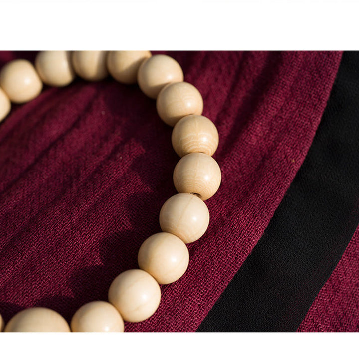 Buddha Stones Natural Abelia Biflora Wood Blessing Wrist Mala