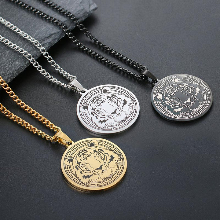 Buddha Stones Animal Titanium Steel Chain Necklace Protection Pendant