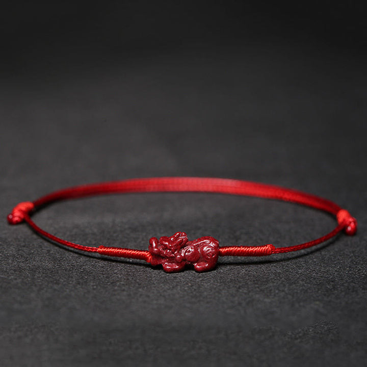 Handmade Plum Blossom Four Leaf Clover PiXiu Lotus Koi Fish Cinnabar Blessing Braid Bracelet