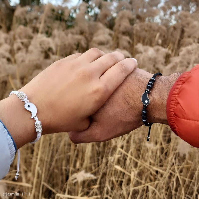 Buddha Stones 2pcs Yin Yang Hematite Couple Bracelet