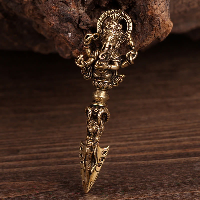 Tibetan Ganesh Ganpati Elephant God of Wealth Dorje Vajra Spiritual Power Necklace Pendant