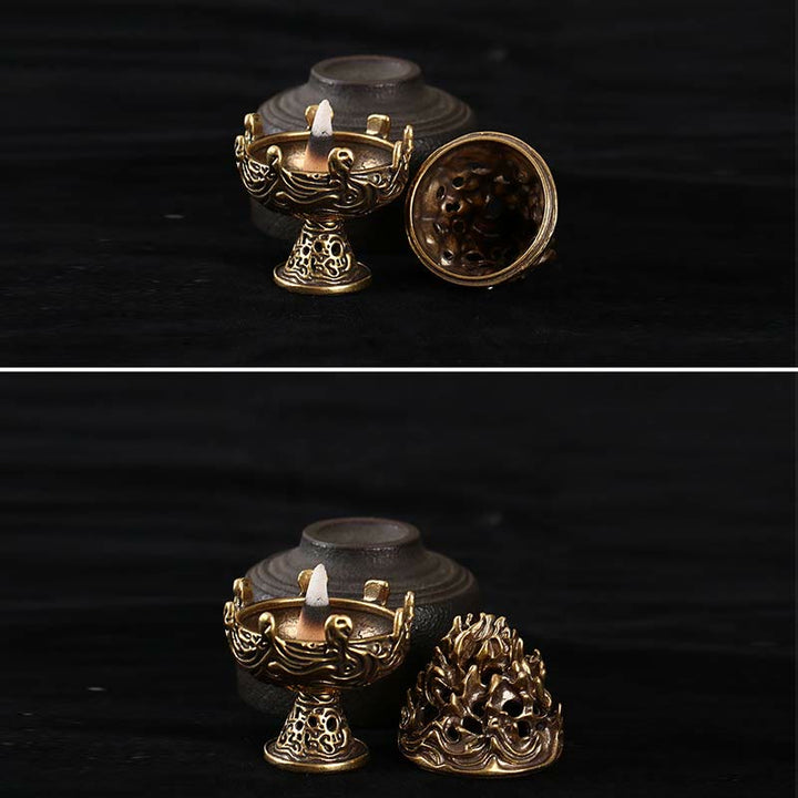 Tibetan Mini Mountain Pattern Meditation Copper Alloy Incense Burner