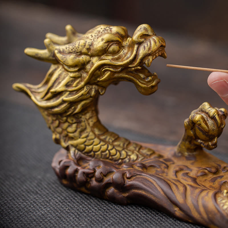 Dragon Protection Ceramic Stick Incense Burner Decoration