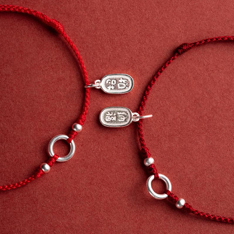 Buddha Stones 925 Sterling Silver Lucky Fortune Peace Joy Lotus Peace Buckle Red String Bracelet