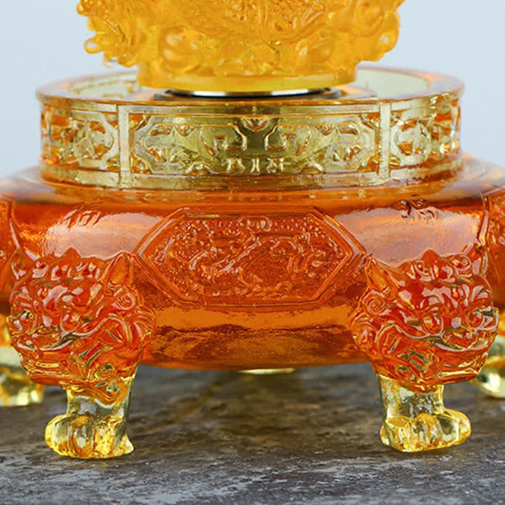 Feng Shui Auspicious Dragon Handmade Liuli Crystal Rotatable Art Piece Luck Home Office Decoration