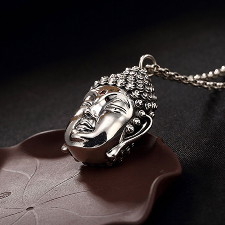 925 Sterling Silver Buddha Head Compassion Necklace Pendant
