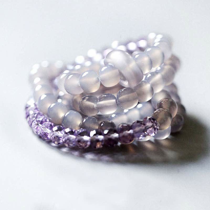 Natural Amethyst Crystal Meditation Healing Bracelet