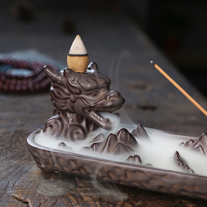 Dragon Mountain Strength Ceramic Incense Burner Decoration