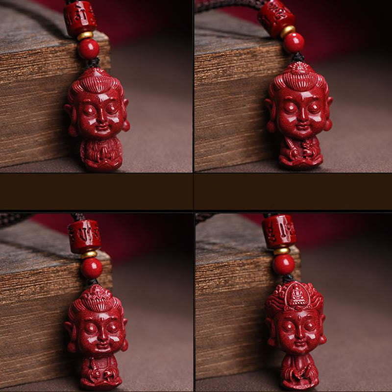 Buddha Stones Chinese Zodiac Natal Buddha Natural Cinnabar Amulet Keep Away Evil Spirits Necklace Pendant