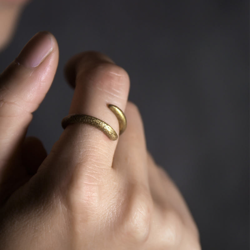 Buddha Stones Simple Design Copper Luck Adjustable Ring