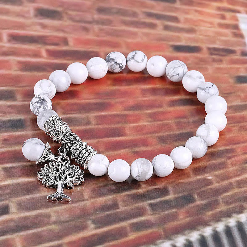 Buddha Stones Natural Gemstone Tree of Life Lucky Charm Stretch Bracelet