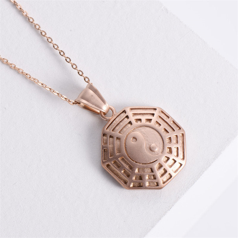 Bagua Yin Yang Titanium Steel Balance Necklace Chain Pendant