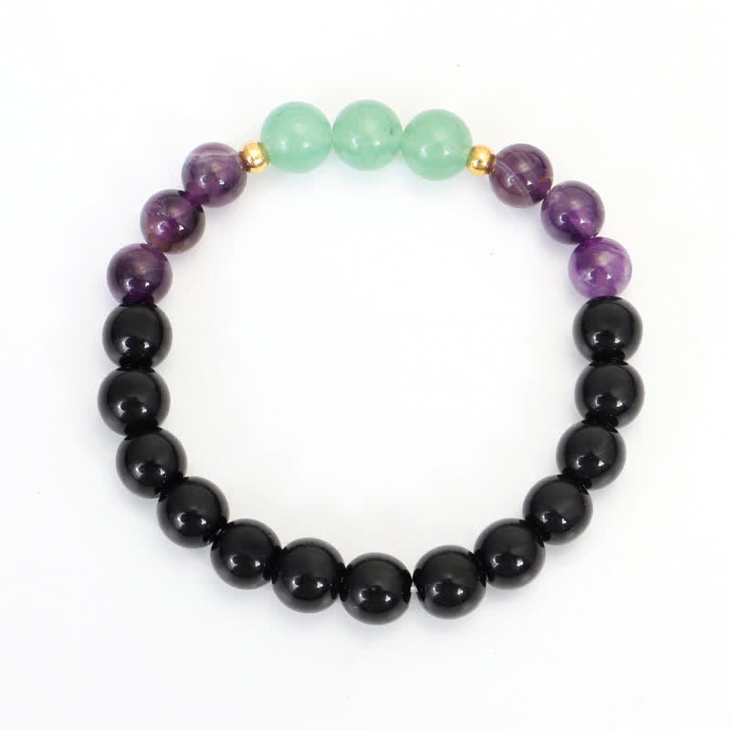 Buddha Stones 108 Mala Beads Amethyst Green Aventurine Lotus Meditation Bracelet