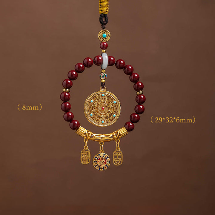 Buddha Stones Natural Cinnabar Wish Ruyi Peace Blessing Car Hanging Decoration