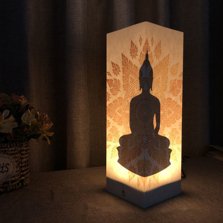 Buddha Statue Pattern Serenity Attractive Paper Shadow Light Lamp Home Decor