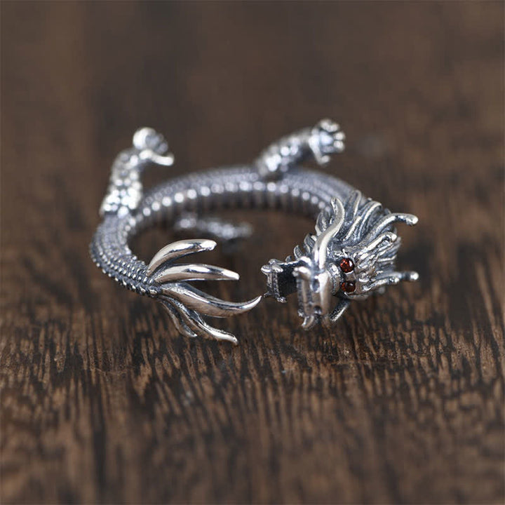 925 Sterling Silver Dragon Luck Protection Ring