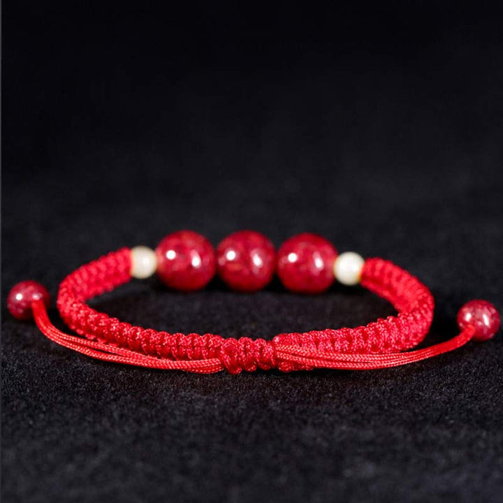 Buddha Stones Cinnabar Blessing Red String Bracelet For Kids