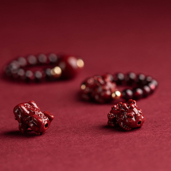 Buddha Stones Garnet Cinnabar Lucky Bead PiXiu Om Mani Padme Hum Rose Protection Ring