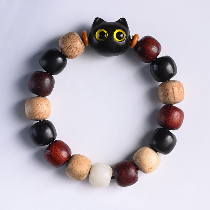 FREE Today: Release Mood Red Sandalwood Ebony Wood Cute Cat Calm Bracelet