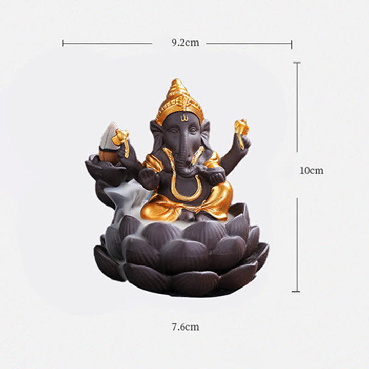 Ganesh Elephant Purple Clay Backflow Smoke Fountain Protection Incense Burner