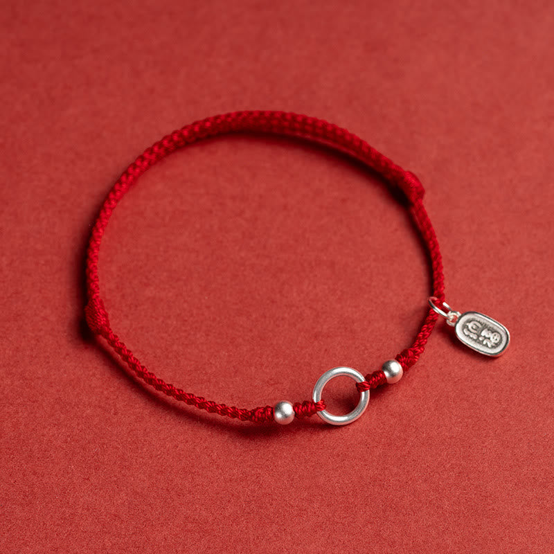 Buddha Stones 925 Sterling Silver Lucky Fortune Peace Joy Lotus Peace Buckle Red String Bracelet