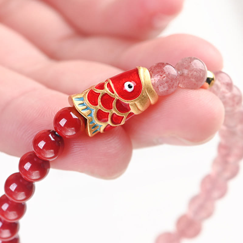 FREE Today: The Wealth and Prosperity Koi Fish Quartz Cinnabar Lucky Healing Bracelet