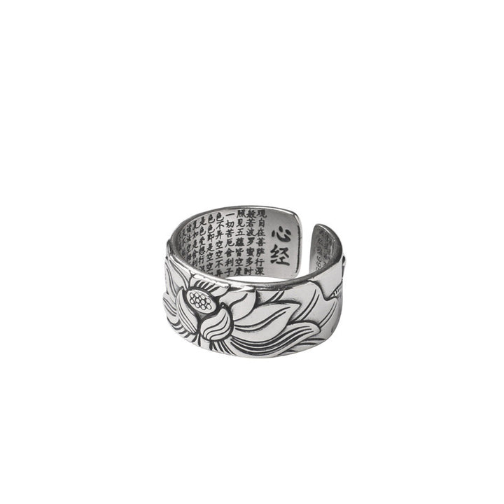 Buddha Stones Tibetan Lotus White Copper Enlightenment Ring