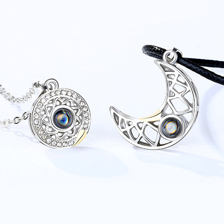 Buddha Stones Magnetic Sun Moon Couple Heart Protection Necklace Pendant