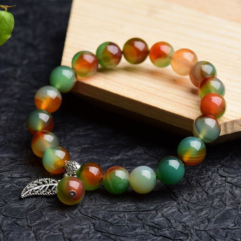 Buddha Stones Tibetan Natural Green Agate Healing Bracelet