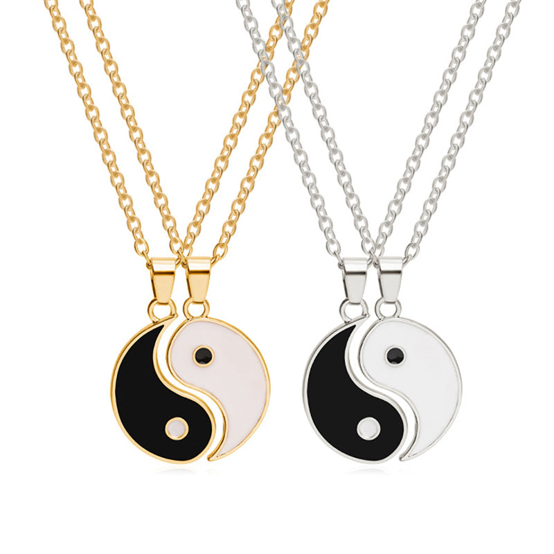 Buddha Stones Yin Yang Hematite Pendant Couple Necklace