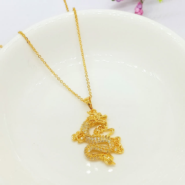 Gold Dragon Protection Necklace Pendant