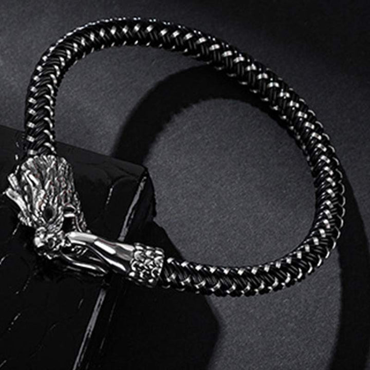 Buddha Stones Dragon Titanium Steel Protection Luck Bracelet