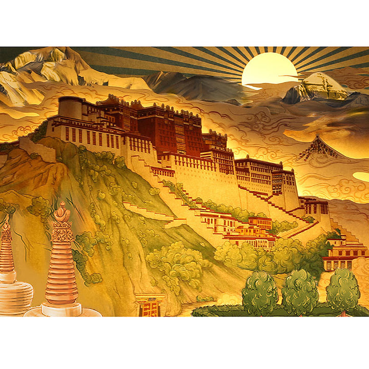 Tibet Potala Palace Paper LED Carving Lamp Art Night Lights Creative LED Table Lamp