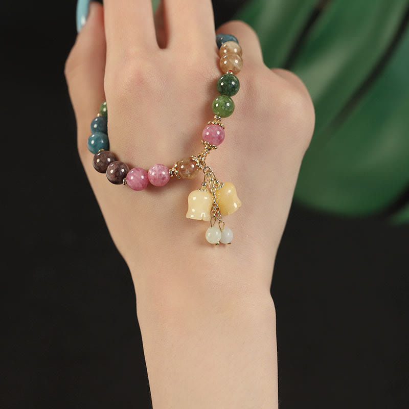 Buddha Stones Natural Colorful Tourmaline Flower Bead Love Bracelet