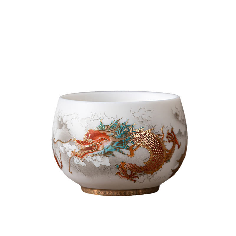 Buddha Stones Phoenix Dragon Lotus Deer Ancient Building Koi Fish Ceramic Teacup Kung Fu Tea Cups