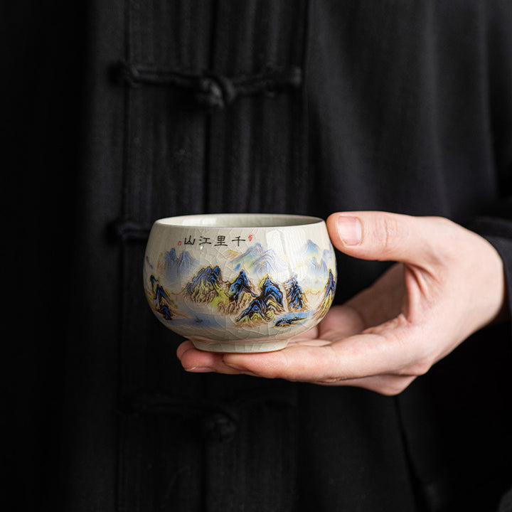 Buddha Stones A Panorama of Rivers and Mountains Ceramic Teacup Kung Fu Tea Cup 150ml