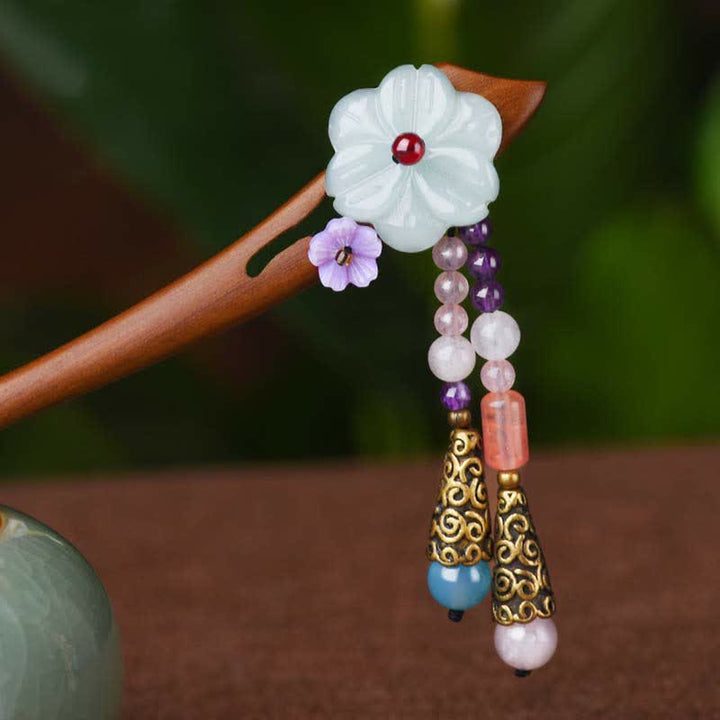 Red Sandalwood Amethyst Aventurine Protection Hairpin Decoration