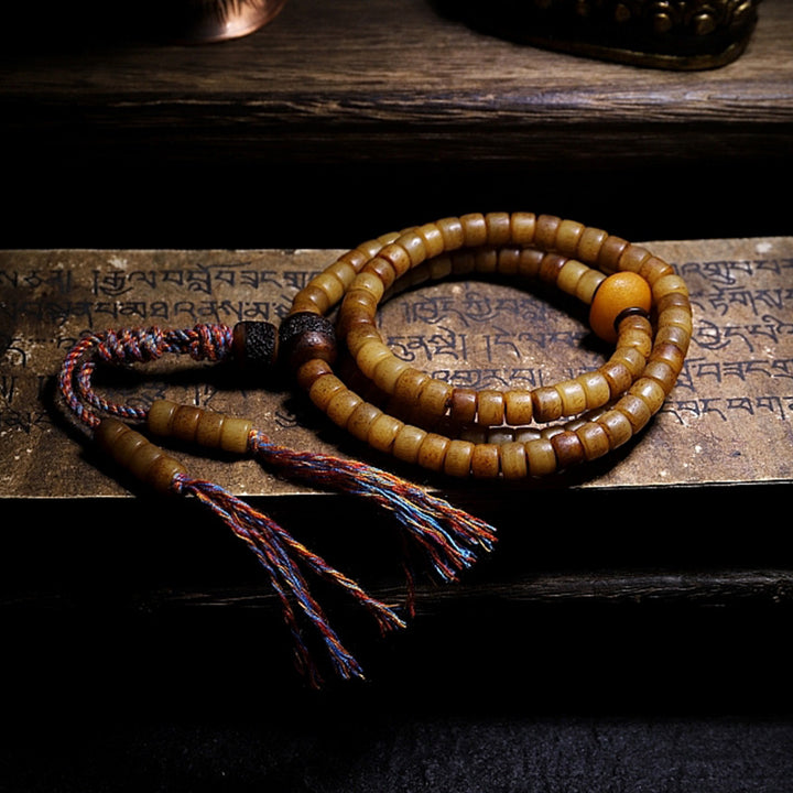 Tibet 108 Mala Beads Yak Bone Amber Balance Bracelet