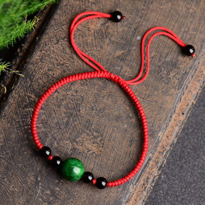 Buddha Stones Lucky and Success Jade Red String Bracelet