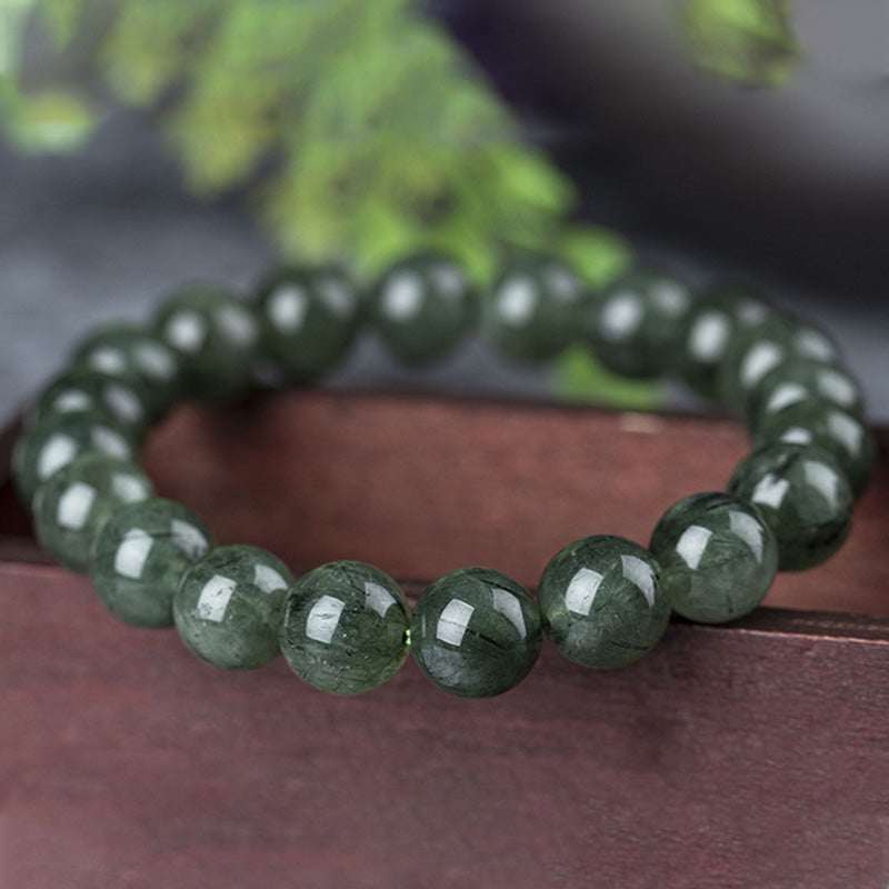 Buddha Stones Natural Green Crystal Blessing Wealth Bracelet