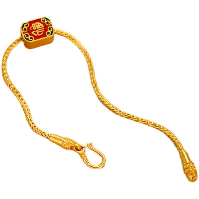 FREE Today: Love Focus Tibetan 18K Gold Om Mani Padme Hum Lucky Koi Fish Fu Character Ingot Copper Coin Bracelet