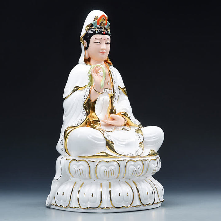 Chenrezig Bodhisattva Avalokitesvara Success Ceramic Statue Home Decoration