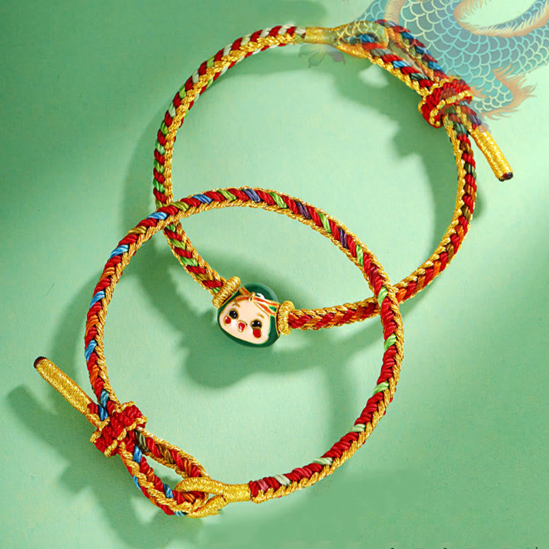 Buddha Stones Cute Zongzi Pattern Luck Colorful Handcrafted Eight Thread Peace Knot Bracelet