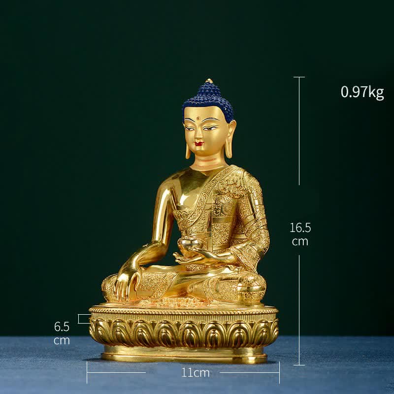 Buddha Shakyamuni Figurine Enlightenment Copper Statue Home Offering Decoration