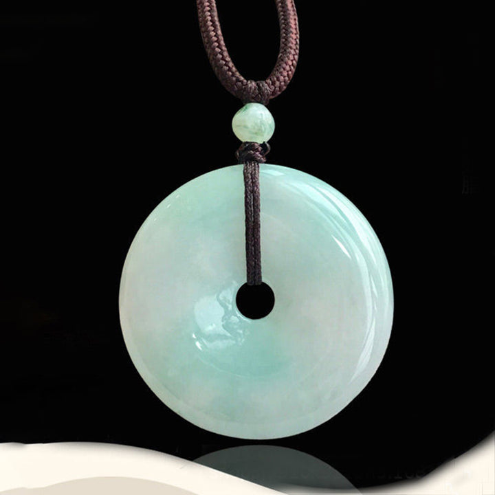 Buddha Stones Round Jade String Luck Necklace Pendant