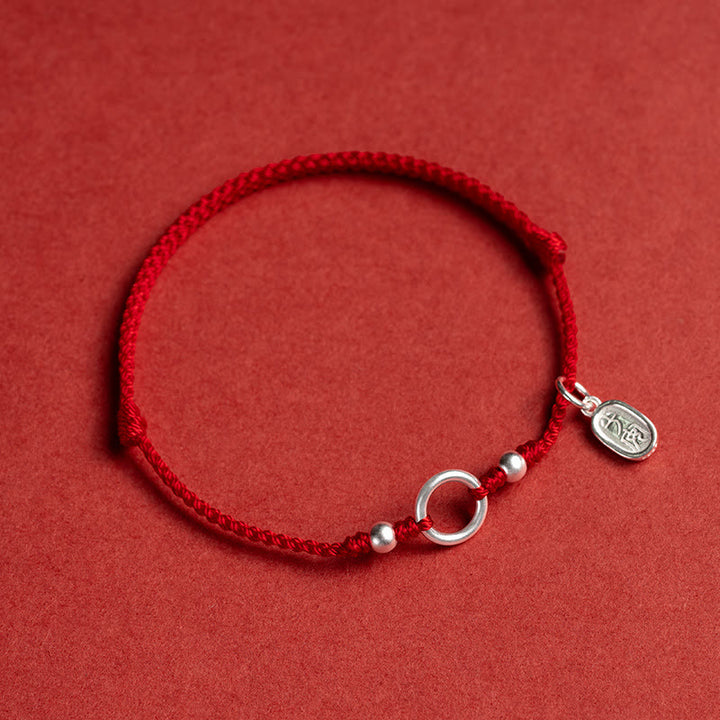 Buddha Stones 925 Sterling Silver Lucky Fortune Peace Joy Lotus Peace Buckle Red String Bracelet