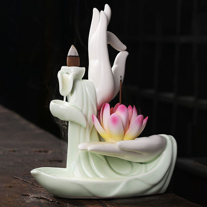 Tibetan Lotus Blessing Incense Burner Decoration