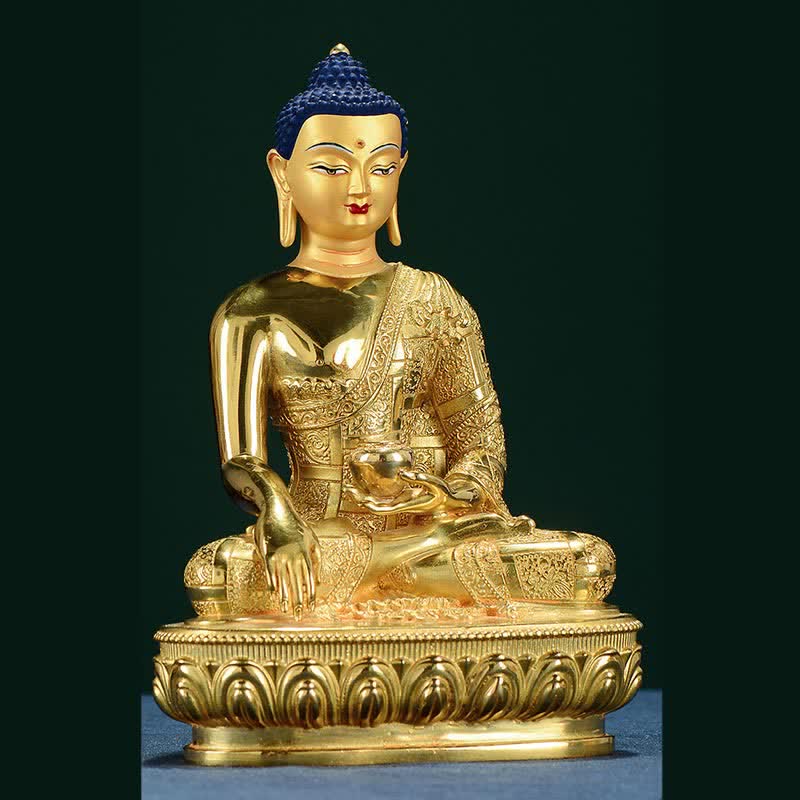 Buddha Shakyamuni Figurine Enlightenment Copper Statue Home Offering Decoration