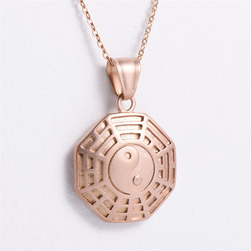 Bagua Yin Yang Titanium Steel Balance Necklace Chain Pendant