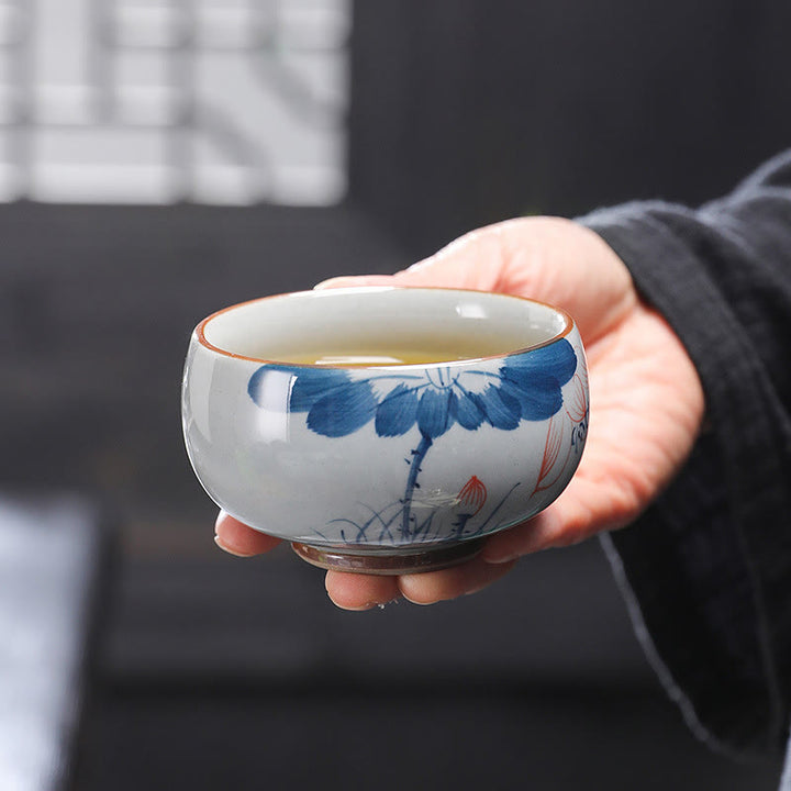 Buddha Stones Lotus Flower Leaf Bamboo Ceramic Teacup Kung Fu Tea Cups